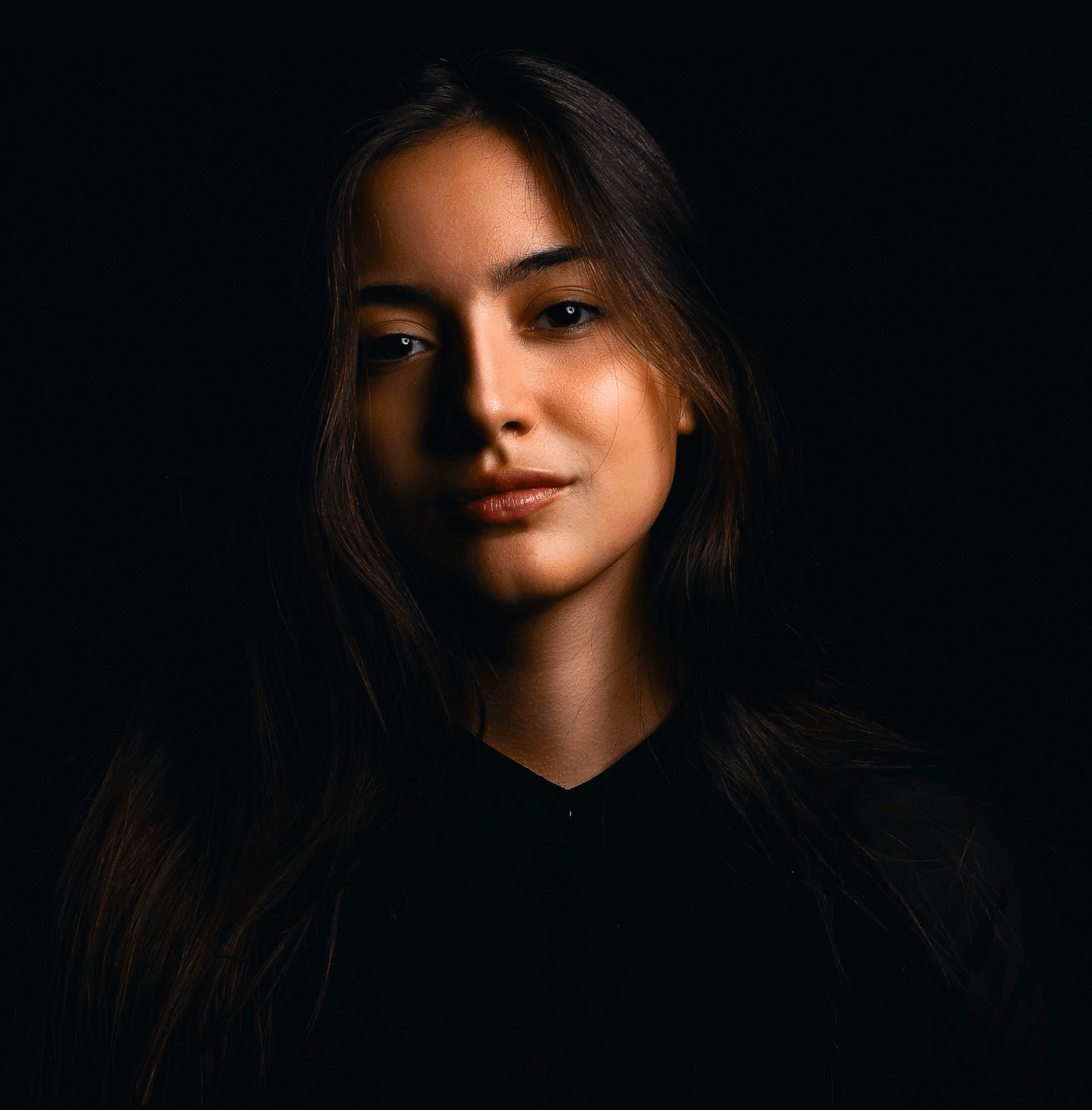 A girl with black background