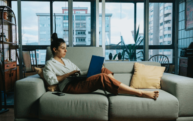 A girl working in laptop